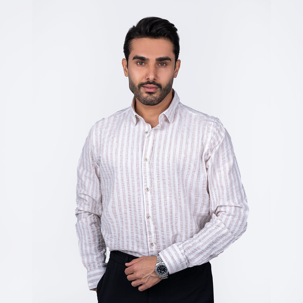 پیراهن آستین بلند پلاکت دوبل راه راه