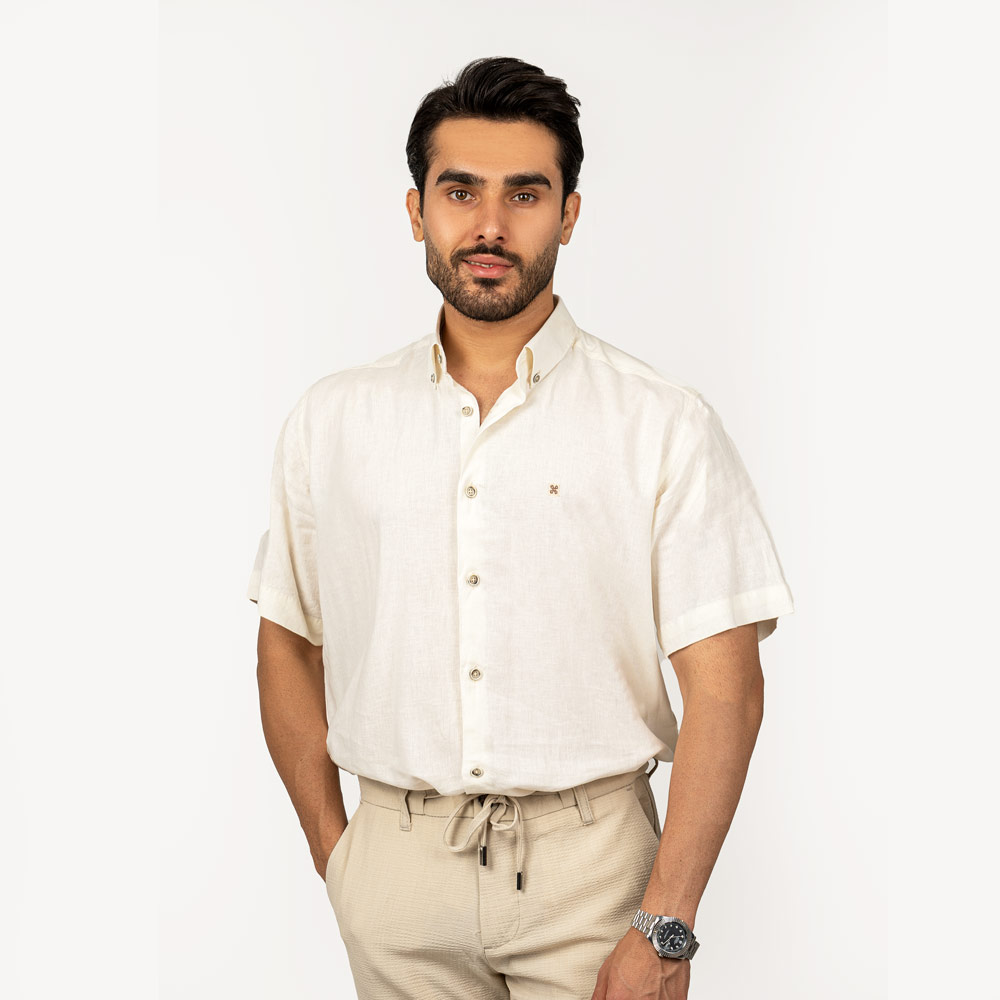 پیراهن آستین کوتاه لینن Comfort Fit