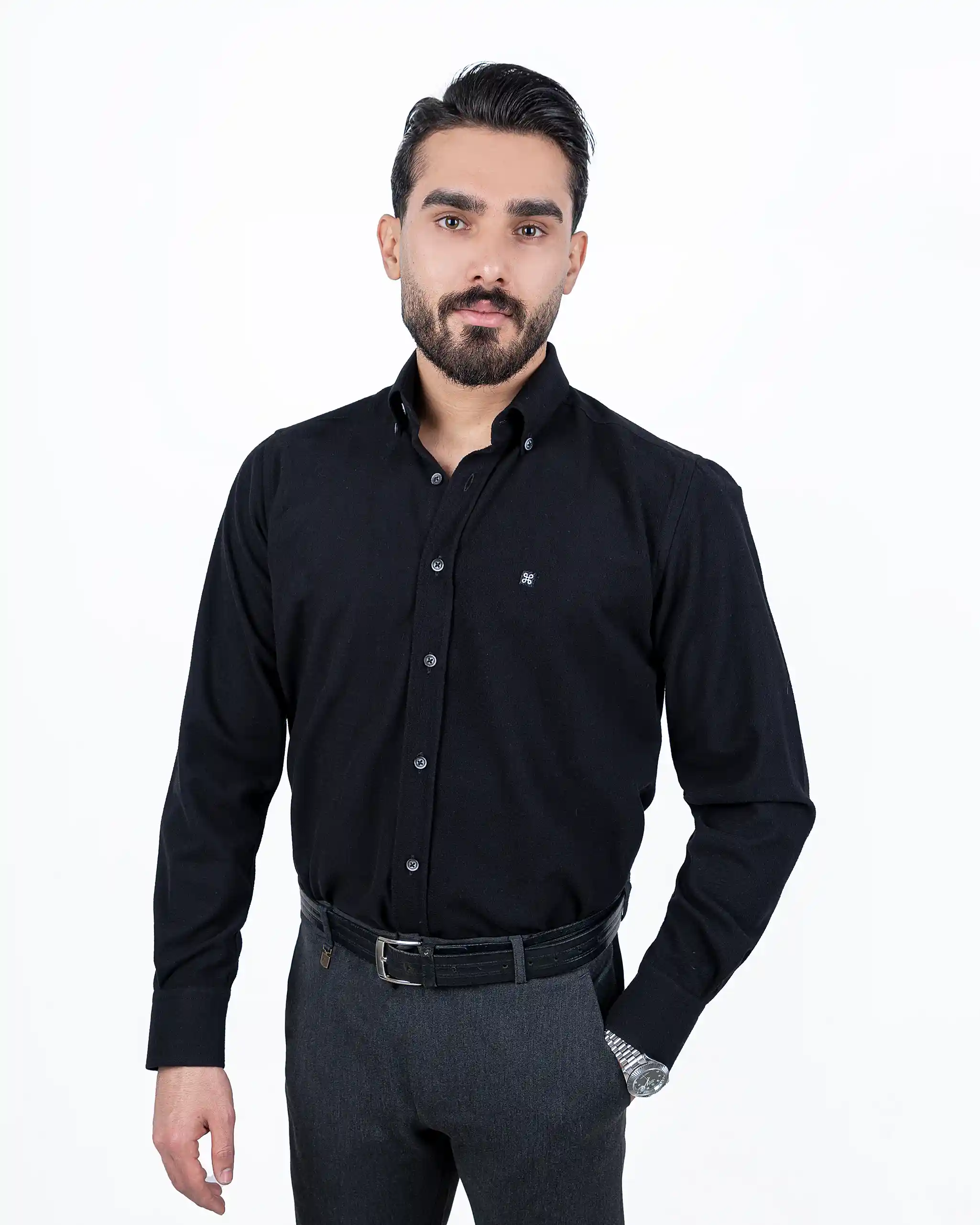 پیراهن آستین بلند پشم نازک ملانژ